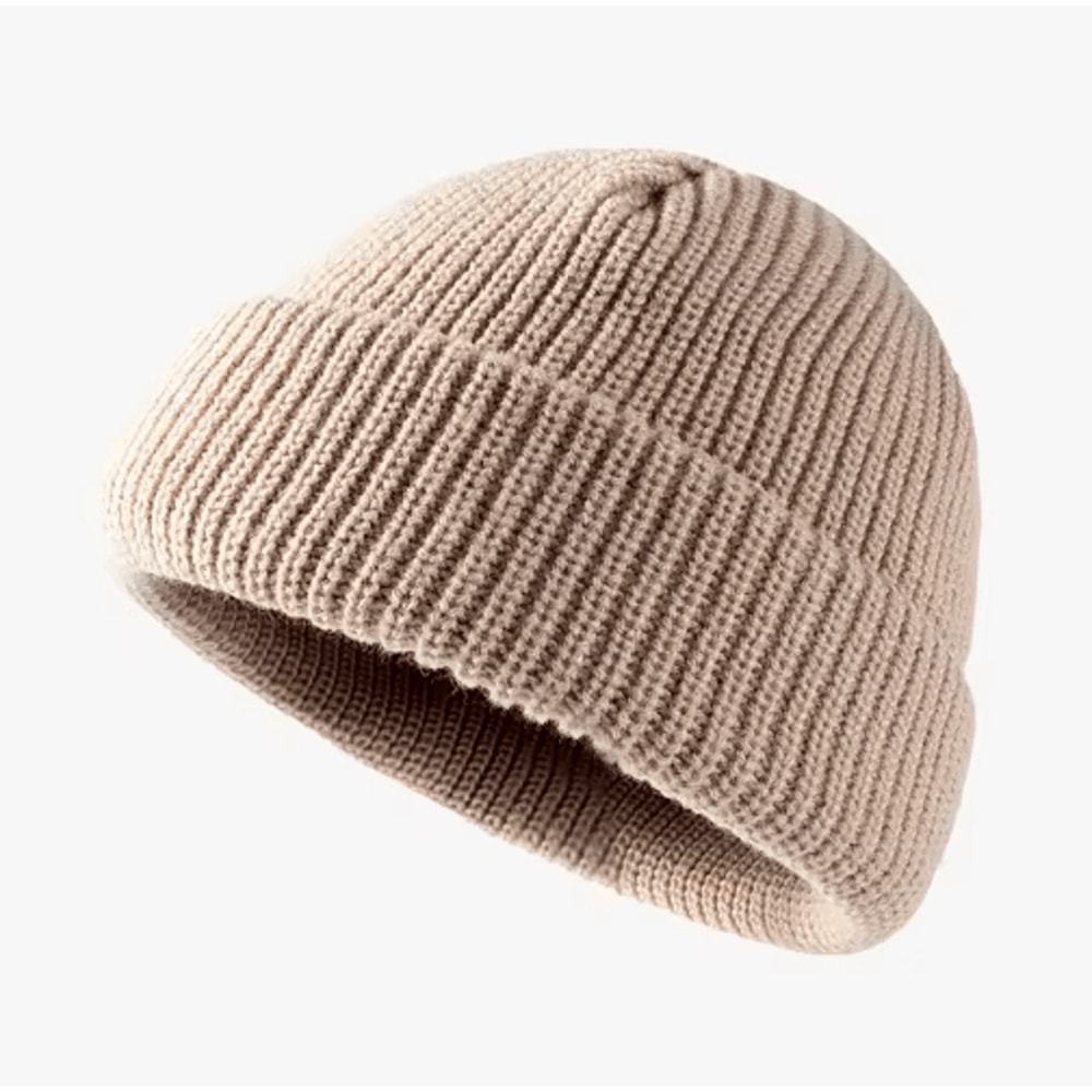 Solid Color Dome Knitted Hat Versatile Melon Leather Style Winter Beanie For Men And Women 2