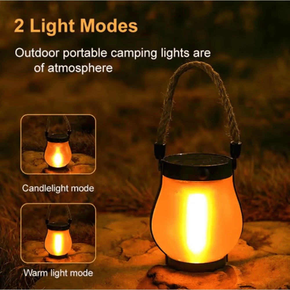 Dancing Flame Solar Lantern Outdoor Lights Waterproof Flickering Flame Garden Lantern USB Rechargea 6