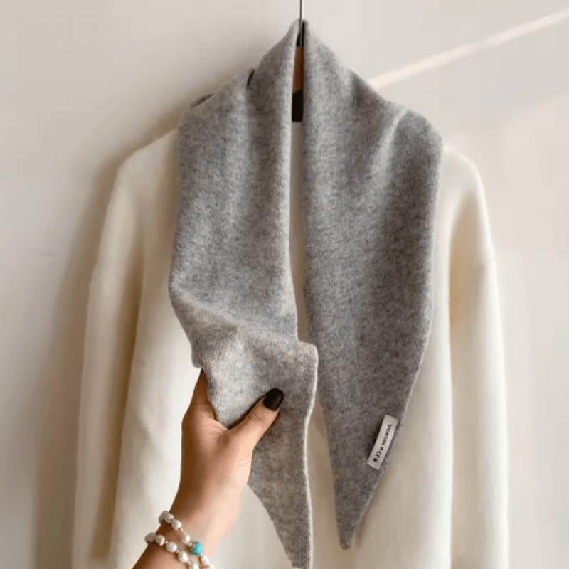 Womens Wool Triangle Scarf British Knitted Sweater Shawl Soft And Warm Accessory 9