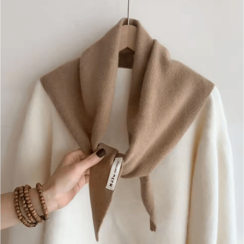 Womens Wool Triangle Scarf British Knitted Sweater Shawl Soft And Warm Accessory 12