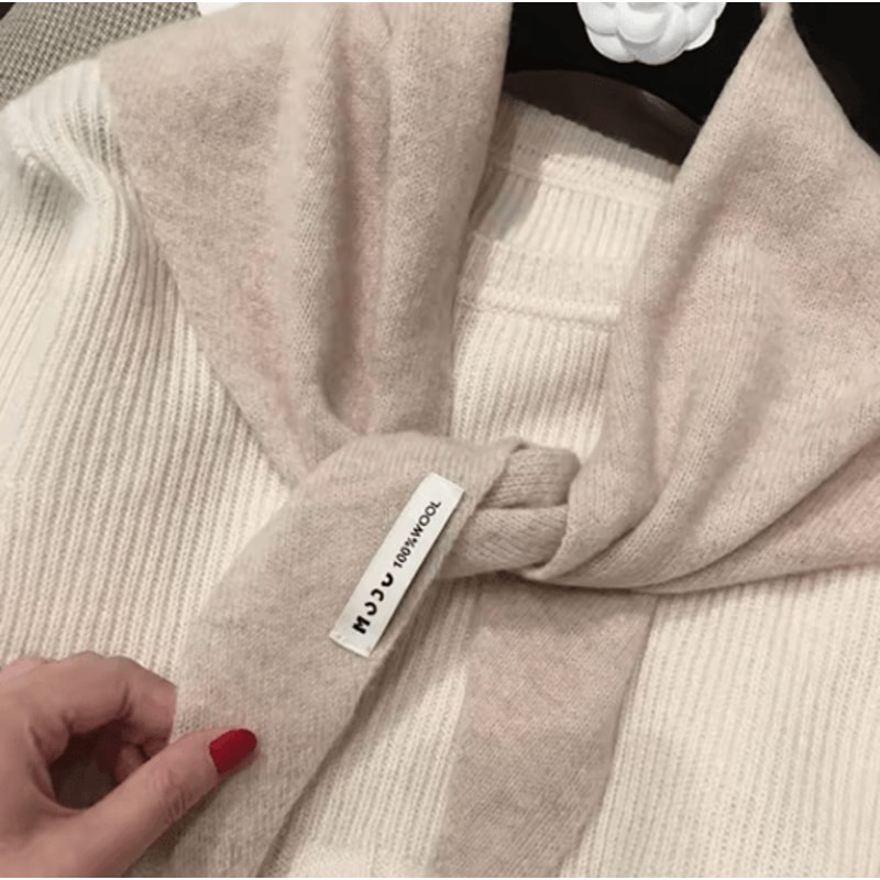 Womens Wool Triangle Scarf British Knitted Sweater Shawl Soft And Warm Accessory 8