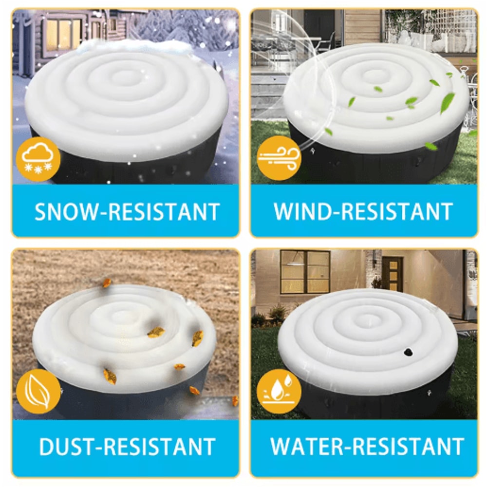 Round Hot Tub Cover 145cm 57 Inches Foldable Inflatable Spa Cover For Energy Saving And Protection 3