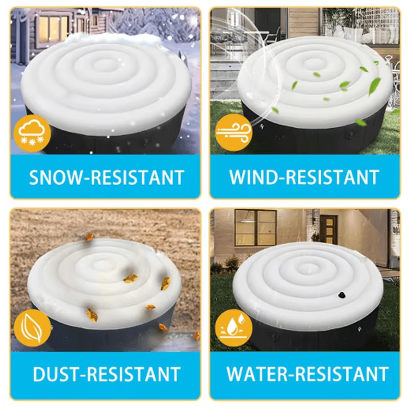 Round Hot Tub Cover 145cm 57 Inches Foldable Inflatable Spa Cover For Energy Saving And Protection 3