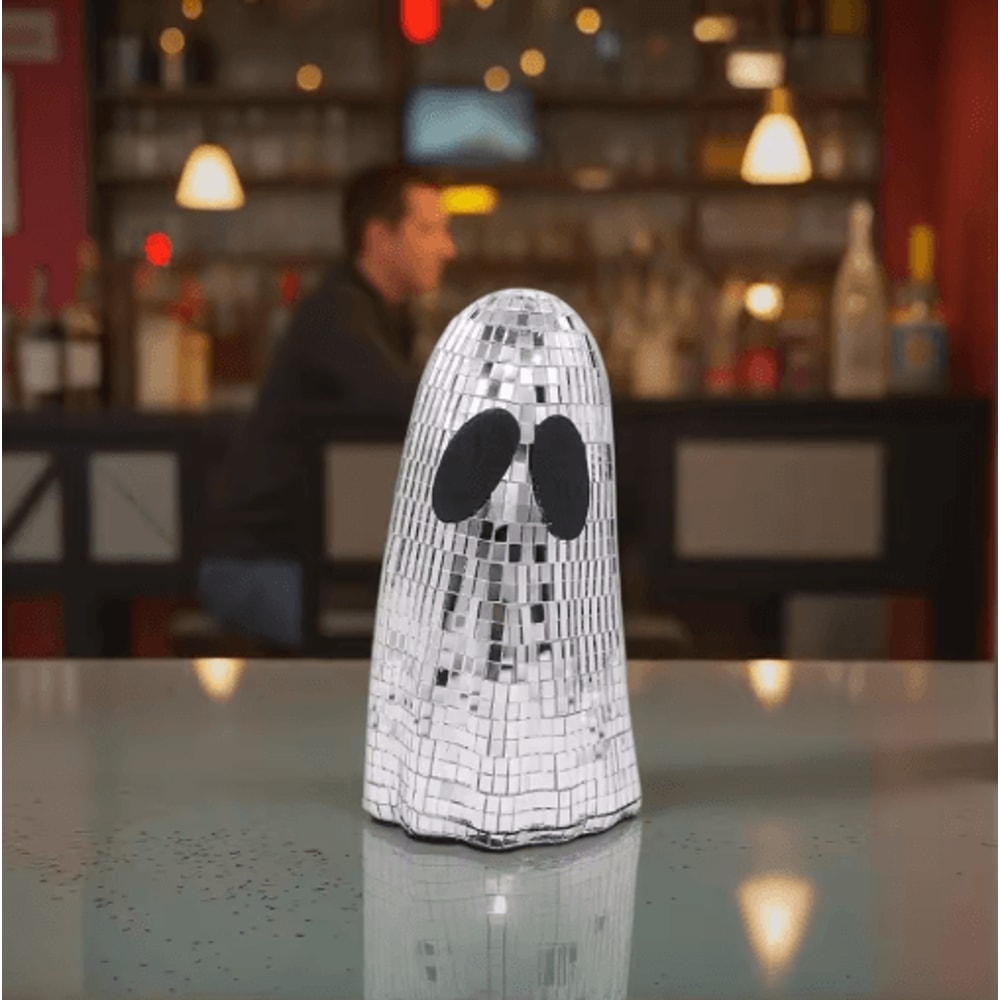 Silver Disco Ghost Halloween Decor Mosaic Mirror Tabletop Ornament For Tiered Trays 4