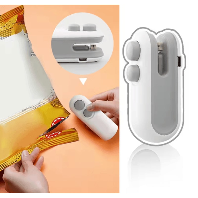 Mini Bag Sealer Machine USB C Rechargeable 2 In 1 Heat Sealer With Cutter And Magnet 0