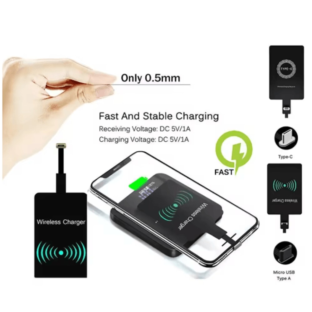 Wireless Charging Receiver Type C Fast Charging Sticker Adapter For Android Phones 4