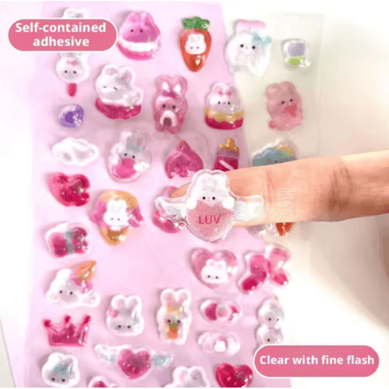 Kawaii Jelly 3D Puffy Stickers Cute Cartoon Relief Stickers For DIY Journals And Crafts 10