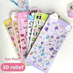 kawaii jelly 3d puffy stickers cute cartoon relief stickers for diy journals and crafts