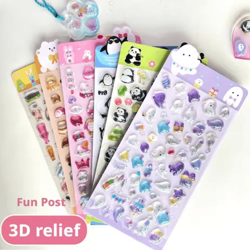 Kawaii Jelly 3D Puffy Stickers Cute Cartoon Relief Stickers For DIY Journals And Crafts 0