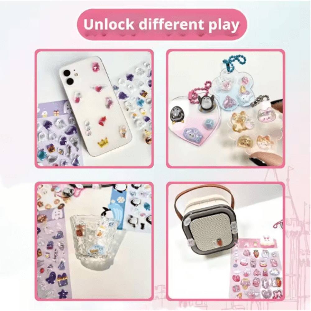 Kawaii Jelly 3D Puffy Stickers Cute Cartoon Relief Stickers For DIY Journals And Crafts 7