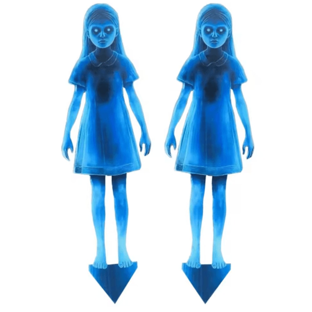 Halloween Scary Doll Yard Stakes Metal Twin Doll Outdoor Garden Decor Approx 16 Inches 1