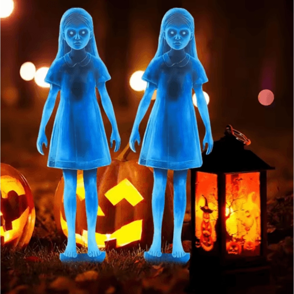 Halloween Scary Doll Yard Stakes Metal Twin Doll Outdoor Garden Decor Approx 16 Inches 5