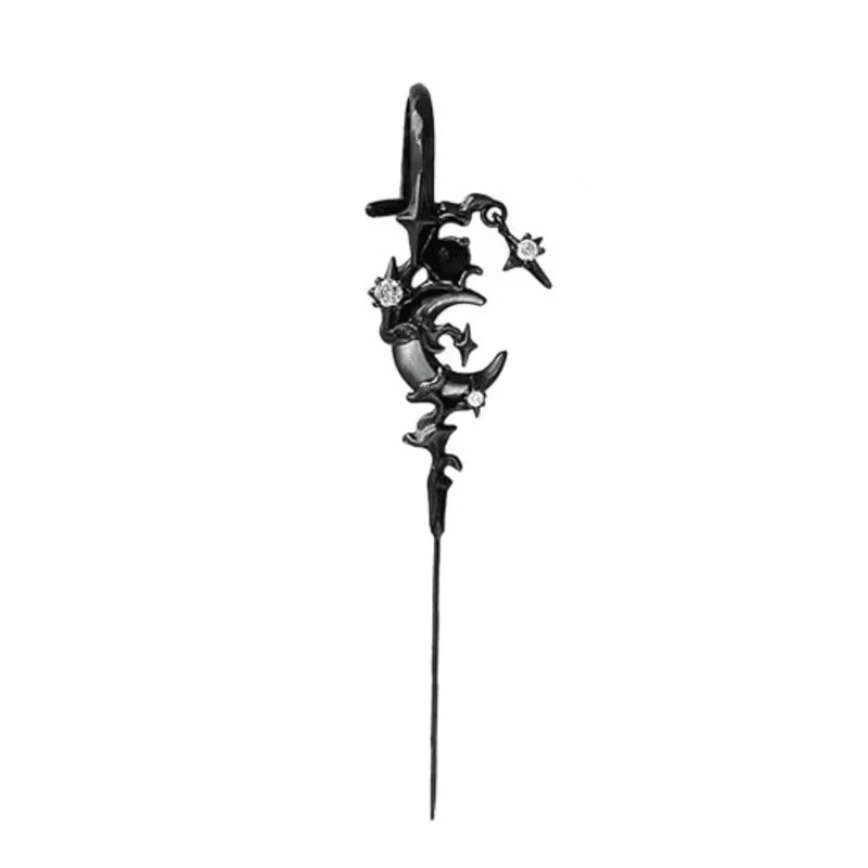 Myth Of The Moon Ear Hook Earrings Goth Sword Punk Moon Needle Star Earrings 2
