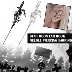 myth of the moon ear hook earrings goth sword punk moon needle star earrings