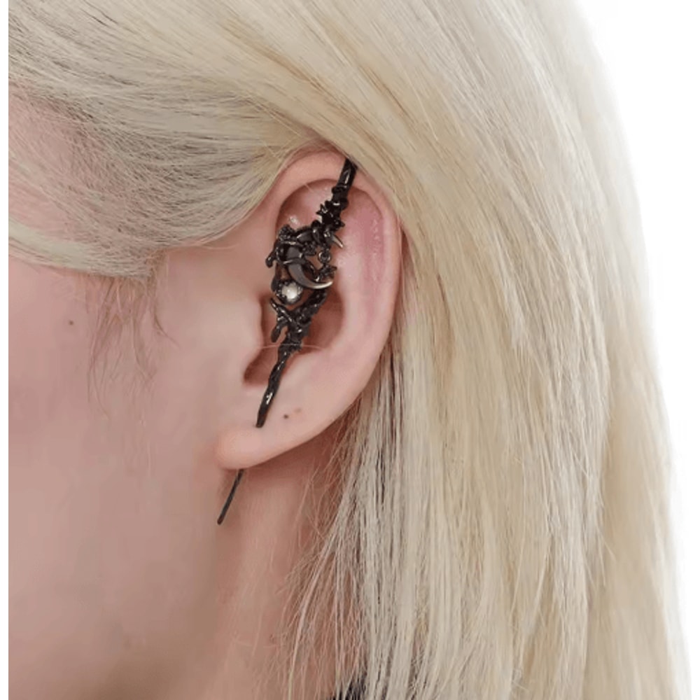 Myth Of The Moon Ear Hook Earrings Goth Sword Punk Moon Needle Star Earrings 5