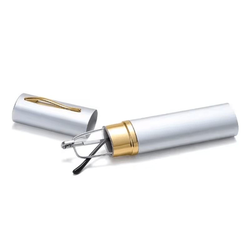 Slim Anti Blue Light Reading Glasses Lightweight Metal Frame Readers With Clip Case 1