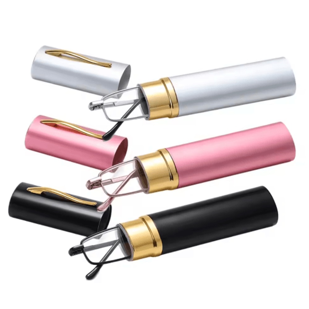 Slim Anti Blue Light Reading Glasses Lightweight Metal Frame Readers With Clip Case 4