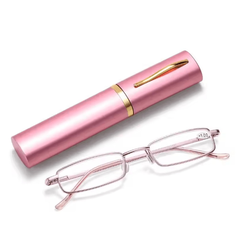 Slim Anti Blue Light Reading Glasses Lightweight Metal Frame Readers With Clip Case 7