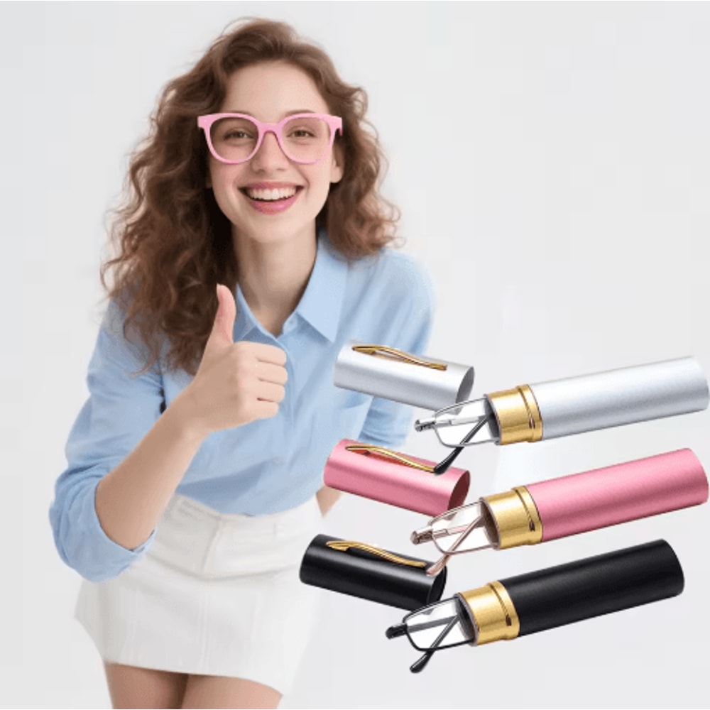 Slim Anti Blue Light Reading Glasses Lightweight Metal Frame Readers With Clip Case 0