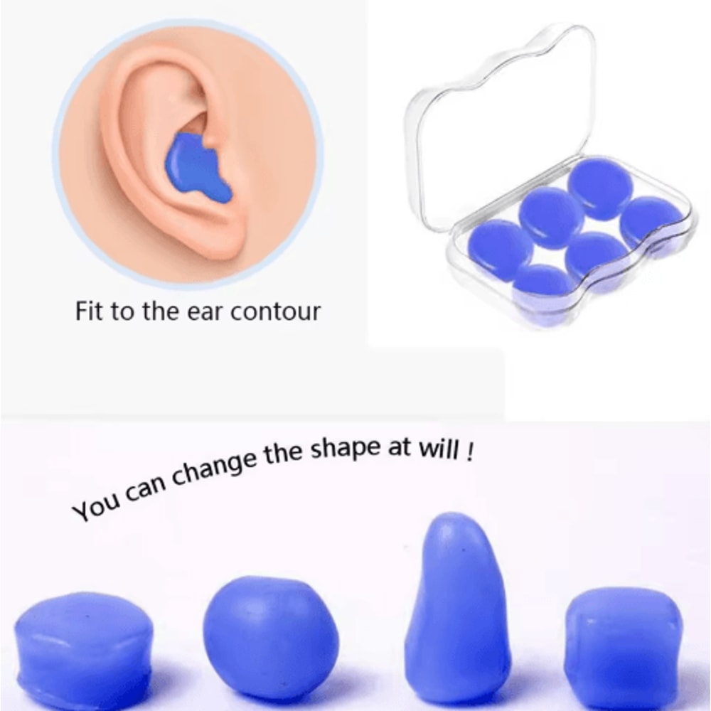 Reusable Silicone Ear Plugs Waterproof Noise Cancelling Earplugs 2 To 8 PCS Set 0