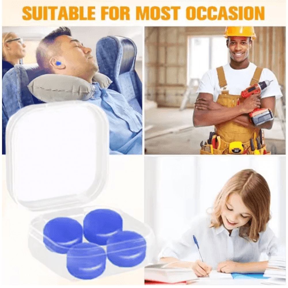 Reusable Silicone Ear Plugs Waterproof Noise Cancelling Earplugs 2 To 8 PCS Set 5