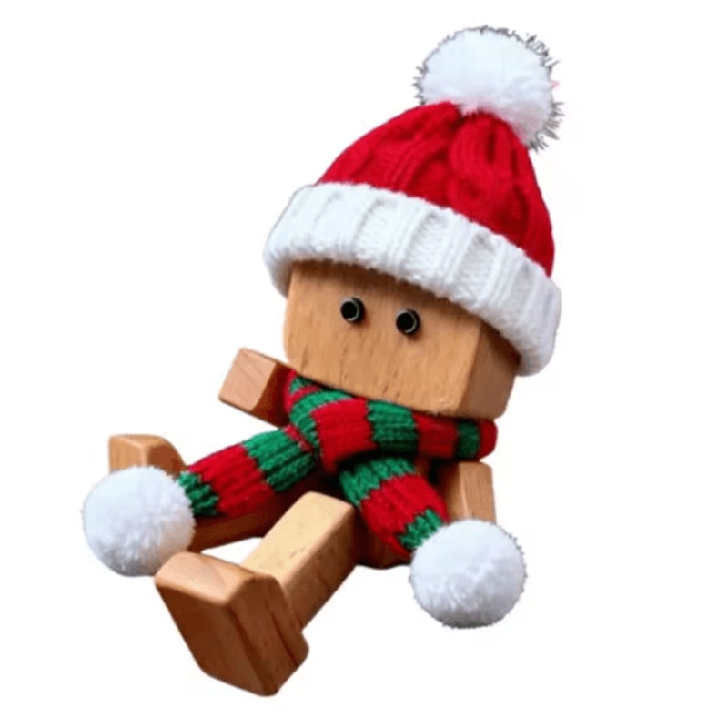 Shaking Feet Wooden Doll Christmas Ornaments Funny Spring Leg Man With Magnetic Expressions 12pcs 1