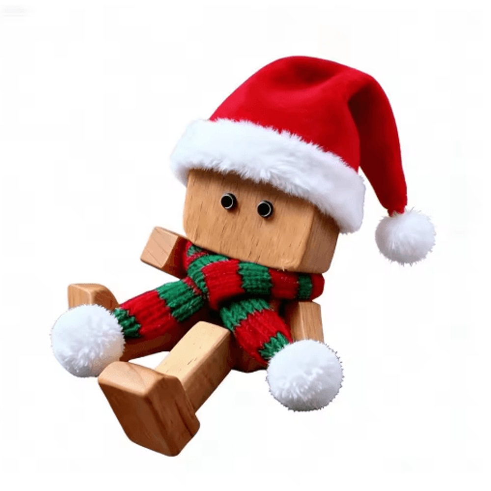 Shaking Feet Wooden Doll Christmas Ornaments Funny Spring Leg Man With Magnetic Expressions 12pcs 2