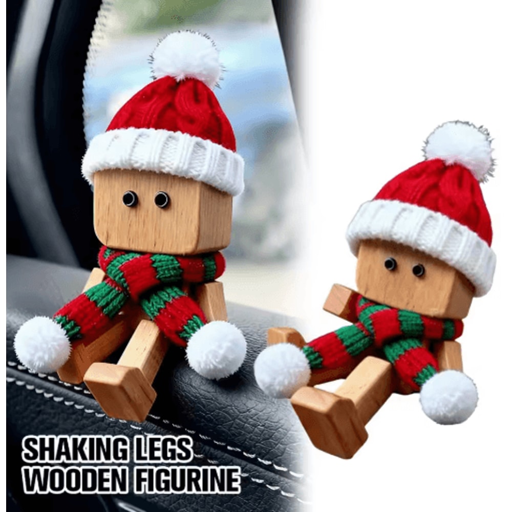 Shaking Feet Wooden Doll Christmas Ornaments Funny Spring Leg Man With Magnetic Expressions 12pcs 3