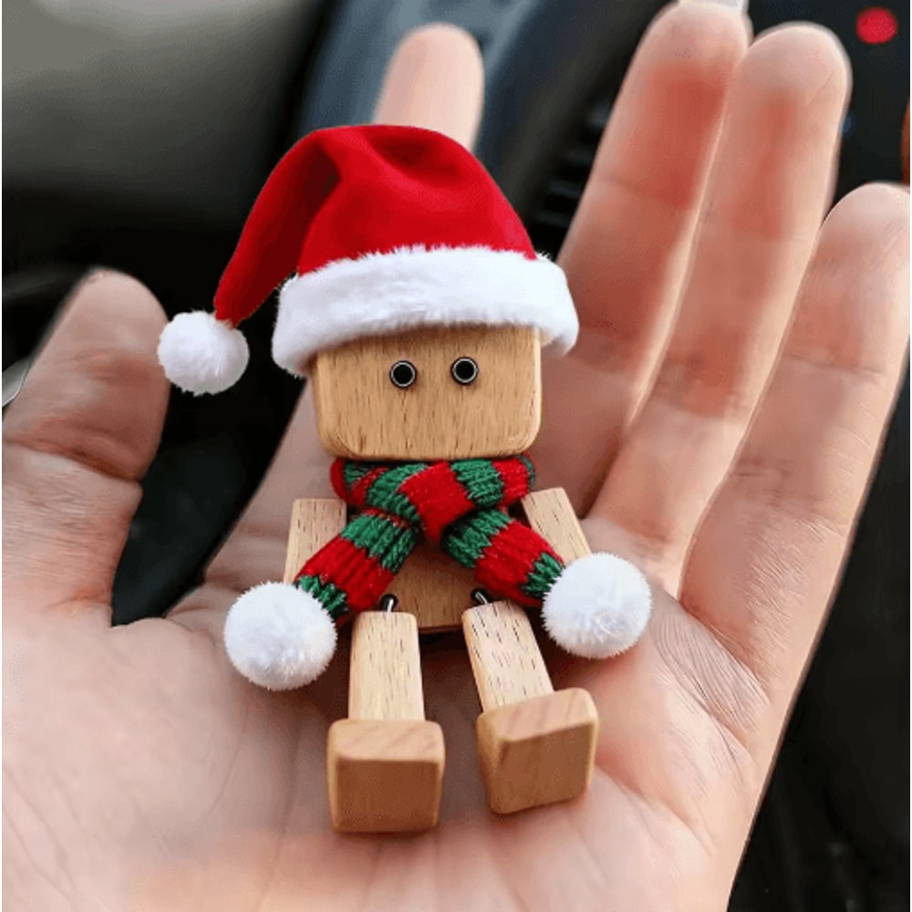 Shaking Feet Wooden Doll Christmas Ornaments Funny Spring Leg Man With Magnetic Expressions 12pcs 5