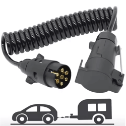 7 pin trailer adapter heavy duty european standard plug with 1.3m copper wiring harness