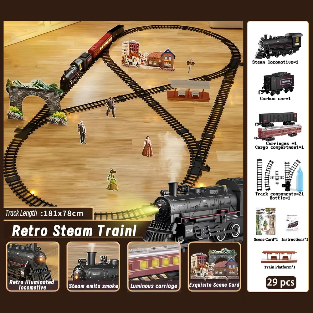 pretend railway station play with electric train set