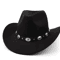 Womens Felt Western Cowboy Hat Studded Pinched Cowgirl Fedora With Wide Brim And Buckle Band 1