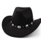 Womens Felt Western Cowboy Hat Studded Pinched Cowgirl Fedora With Wide Brim And Buckle Band 1