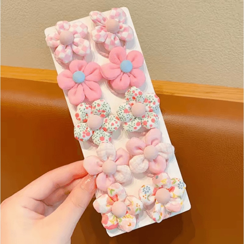 10 Piece Sweet Flower And Bow Hair Ties Cute Elastic Hair Bands For Little Girls In Candy Colors 11