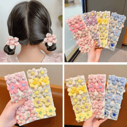 10 piece sweet flower and bow hair ties cute elastic hair bands for little girls in candy colors