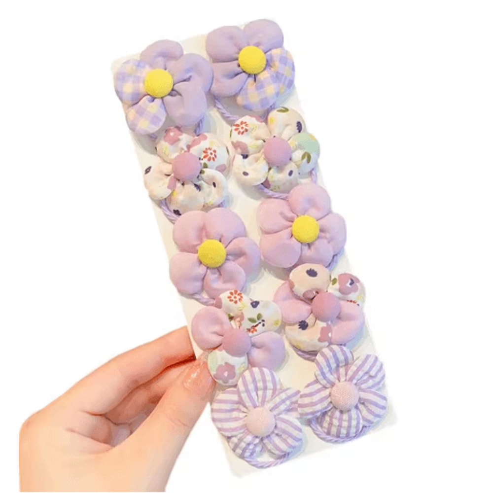 10 Piece Sweet Flower And Bow Hair Ties Cute Elastic Hair Bands For Little Girls In Candy Colors 5