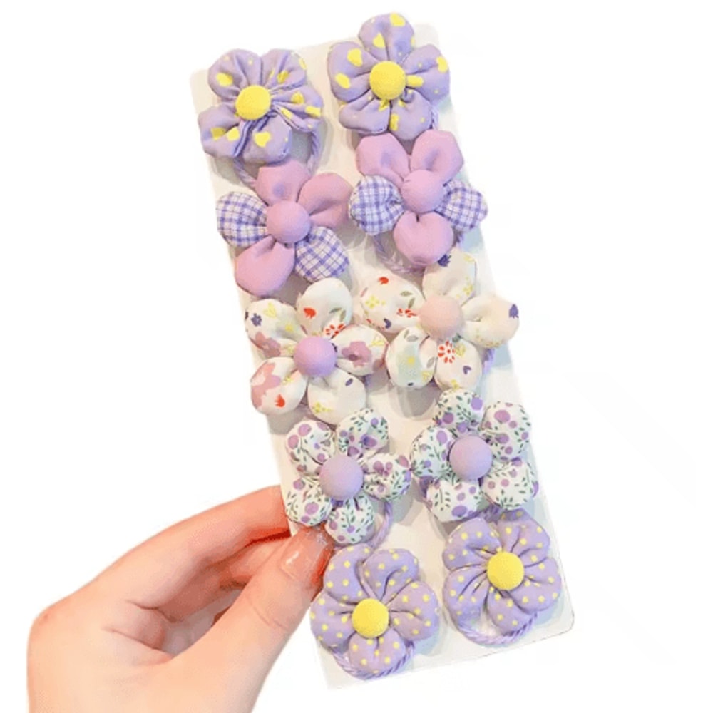 10 Piece Sweet Flower And Bow Hair Ties Cute Elastic Hair Bands For Little Girls In Candy Colors 8