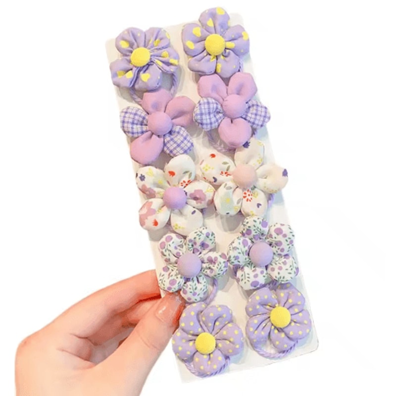 10 Piece Sweet Flower And Bow Hair Ties Cute Elastic Hair Bands For Little Girls In Candy Colors 8