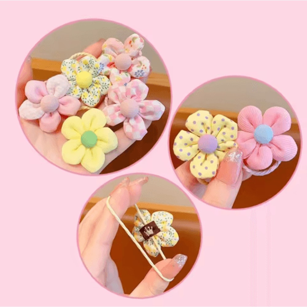 10 Piece Sweet Flower And Bow Hair Ties Cute Elastic Hair Bands For Little Girls In Candy Colors 9