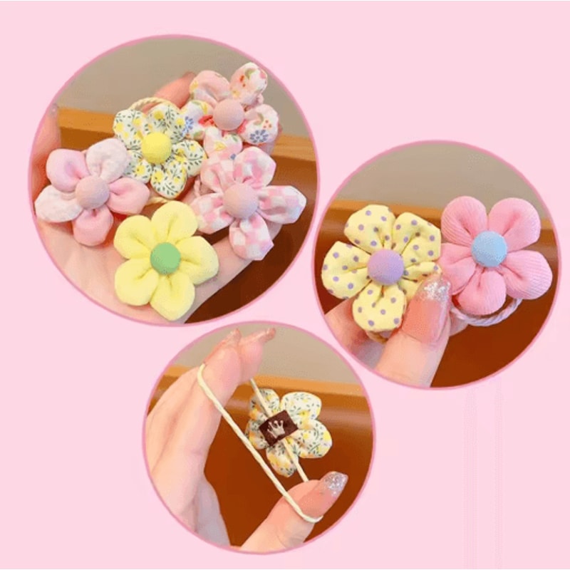 10 Piece Sweet Flower And Bow Hair Ties Cute Elastic Hair Bands For Little Girls In Candy Colors 9