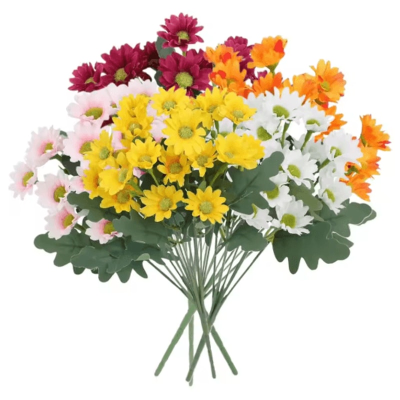 Artificial Sunset Mums Flowers Waterproof Fake Fall Flowers For Outdoor And Home Decor 5 Bundles 1