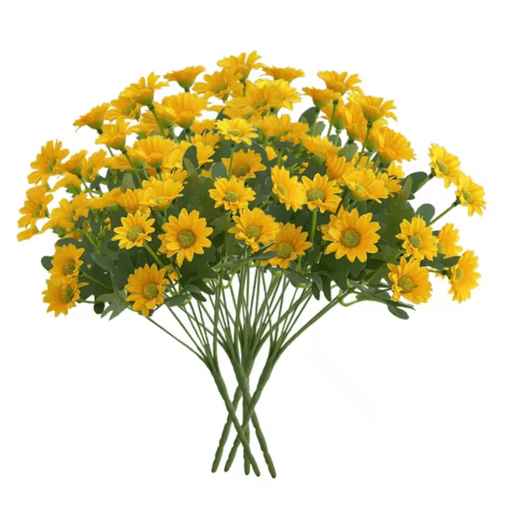 Artificial Sunset Mums Flowers Waterproof Fake Fall Flowers For Outdoor And Home Decor 5 Bundles 5