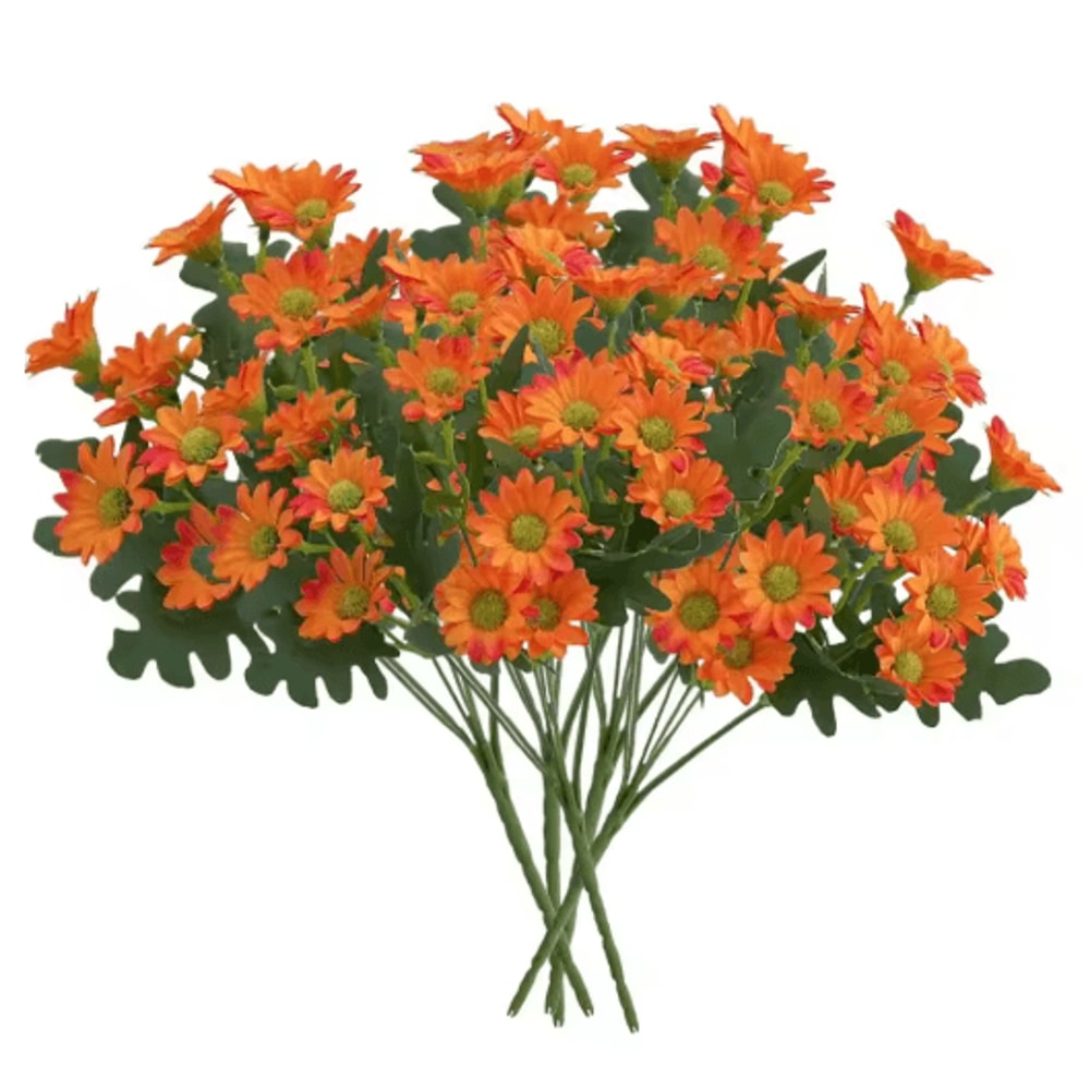 Artificial Sunset Mums Flowers Waterproof Fake Fall Flowers For Outdoor And Home Decor 5 Bundles 6