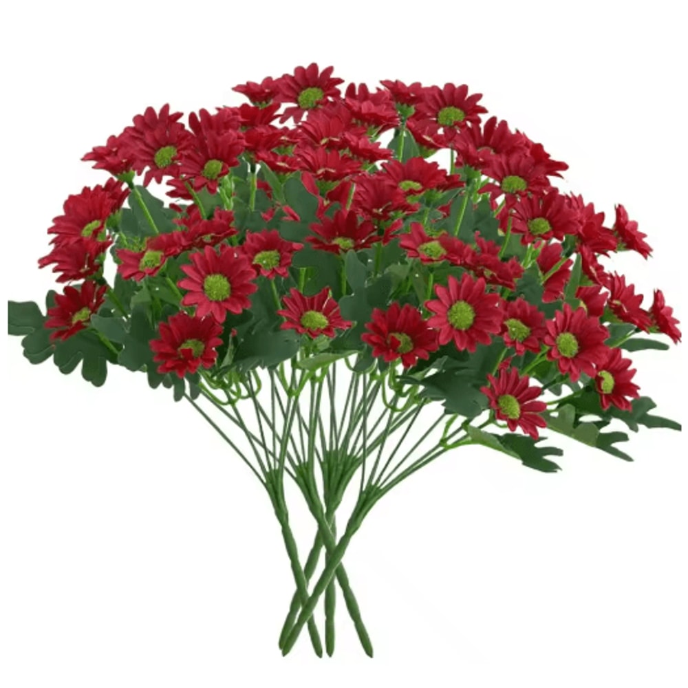 Artificial Sunset Mums Flowers Waterproof Fake Fall Flowers For Outdoor And Home Decor 5 Bundles 7