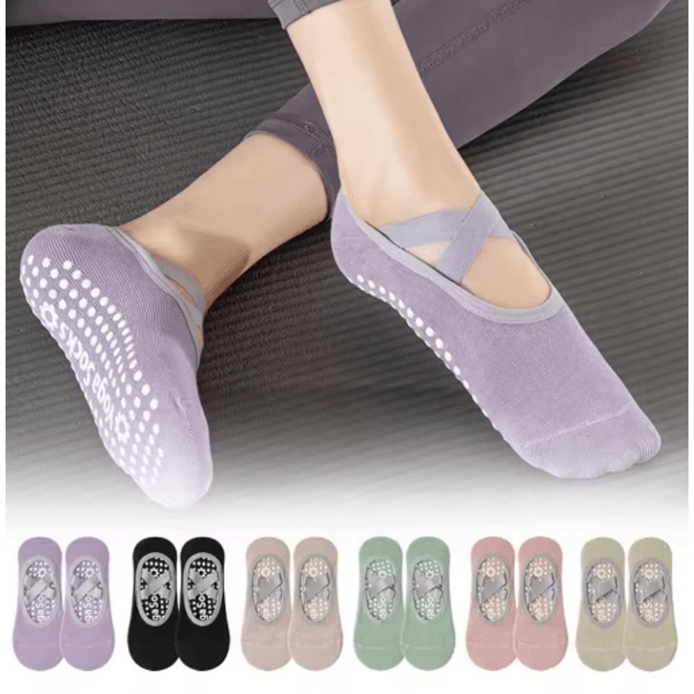Professional Womens Anti Slip Yoga Socks Breathable Grip And Strap Pilates And Ballet Socks 9