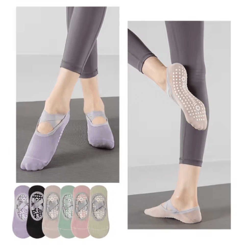 Professional Womens Anti Slip Yoga Socks Breathable Grip And Strap Pilates And Ballet Socks 11