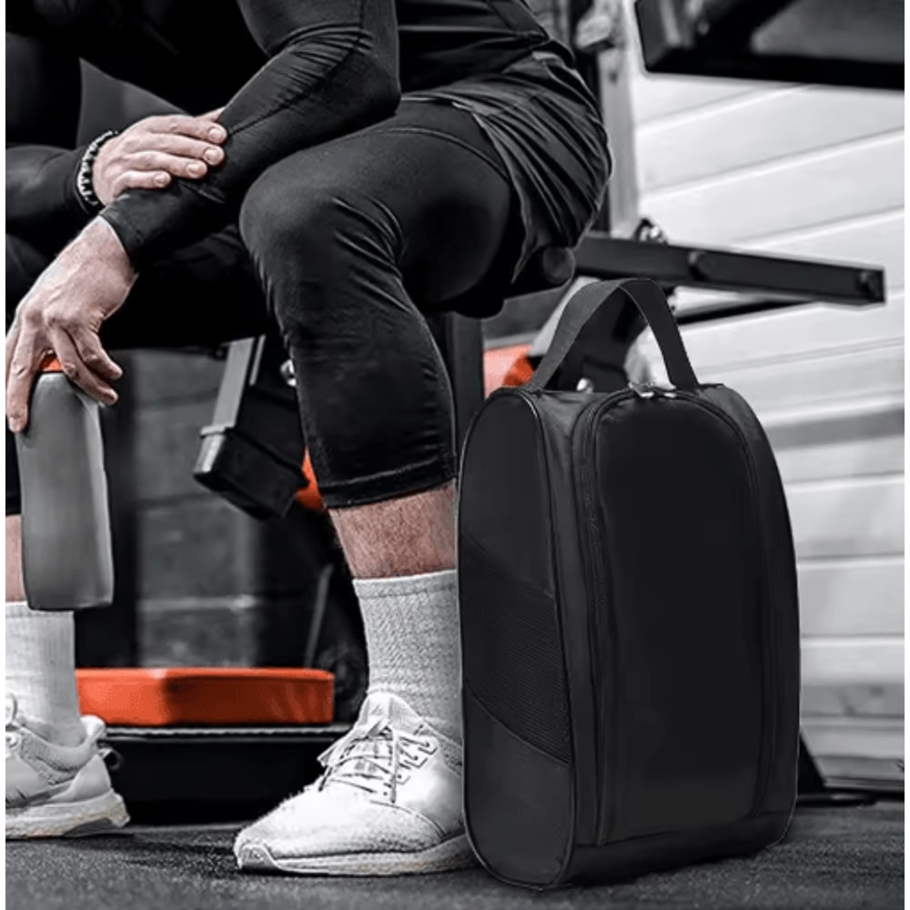 Portable Waterproof Golf Shoe Bag Lightweight Oxford Travel Shoe Carrier With Zipper 2