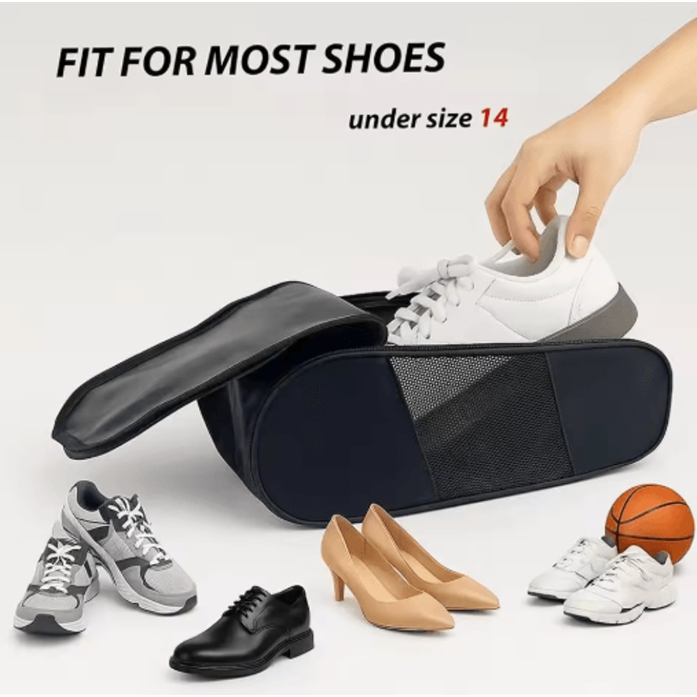 Portable Waterproof Golf Shoe Bag Lightweight Oxford Travel Shoe Carrier With Zipper 0