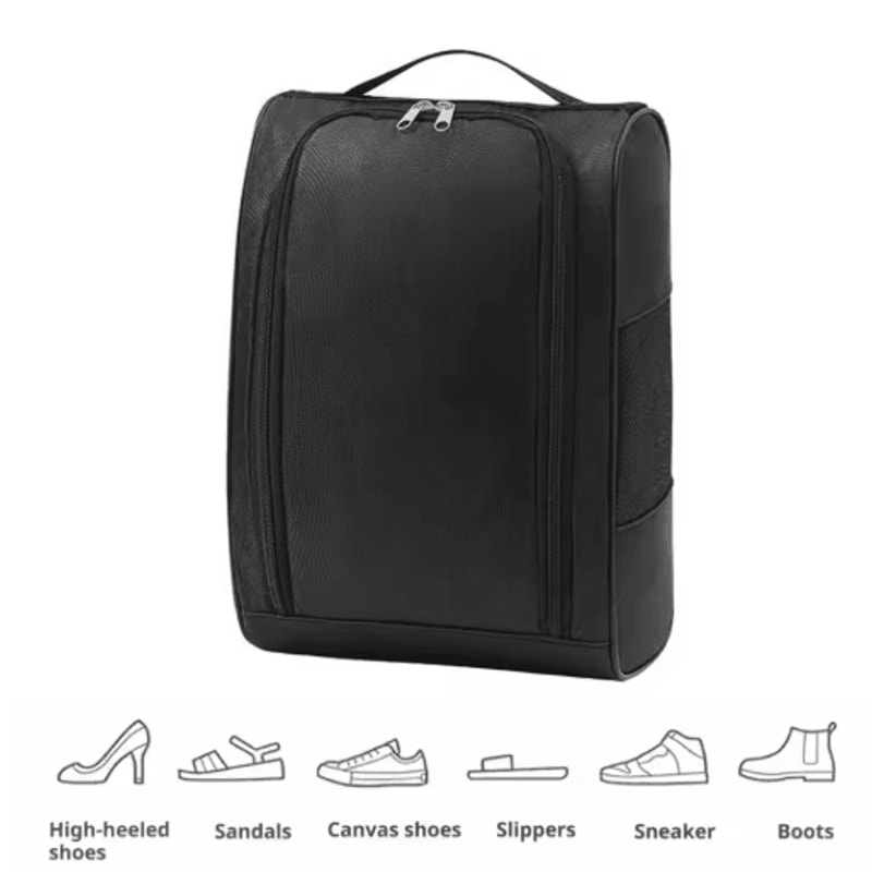 Portable Waterproof Golf Shoe Bag Lightweight Oxford Travel Shoe Carrier With Zipper 4