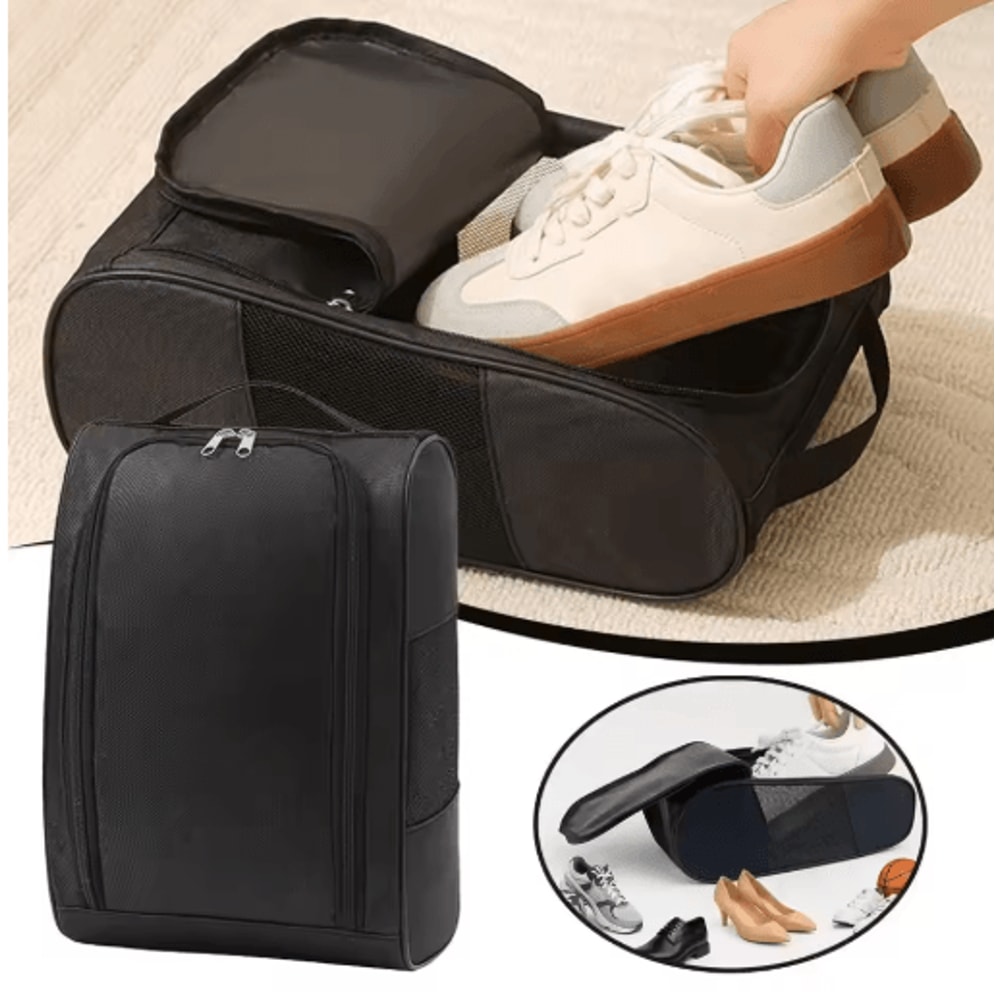 Portable Waterproof Golf Shoe Bag Lightweight Oxford Travel Shoe Carrier With Zipper 5